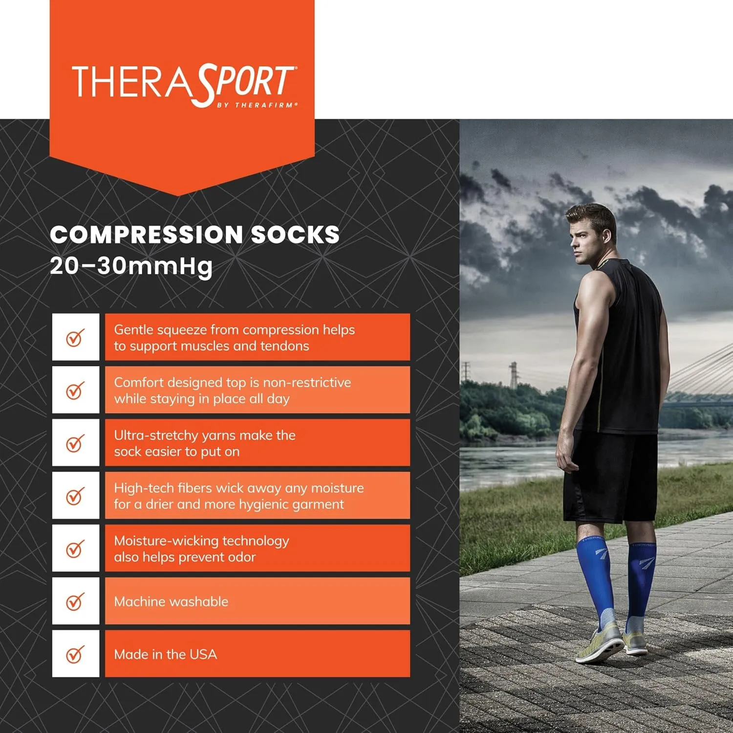 20-30mmHg Moderate Compression Athletic Performance Socks