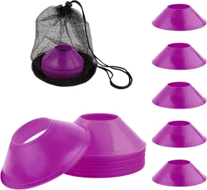 25pcs Soccer Cones for Training, Training Cones Soccer with Mesh Bag Flexible Agility Cones Practice Cones Field Cone Disc Markers for Basketball Soccer Training Skating Sports Equipment(Purple)