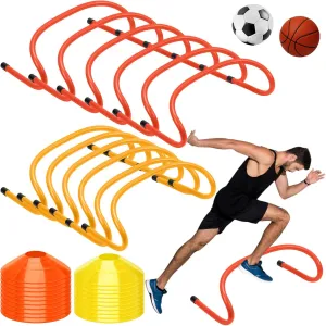 32 Pcs 6" Agility Training Hurdles Speed Training Hurdles and Marker Cones Equipment Agility for Athletes Soccer Football Basketball or Plyometric Exercise Compact Storage