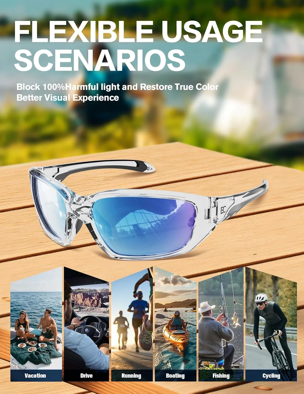 BIRCEN Sport Polarized Sunglasses for Men - Women:UV Protection Shades for Fishing Driving Cycling Running