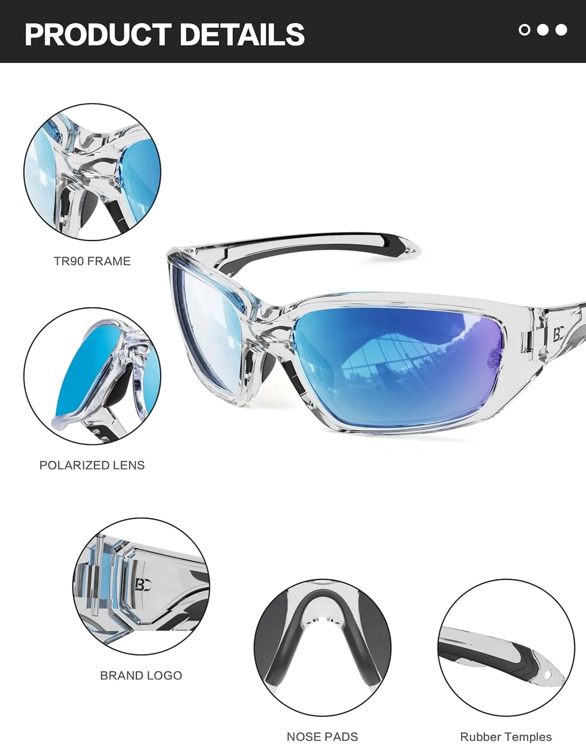 BIRCEN Sport Polarized Sunglasses for Men - Women:UV Protection Shades for Fishing Driving Cycling Running