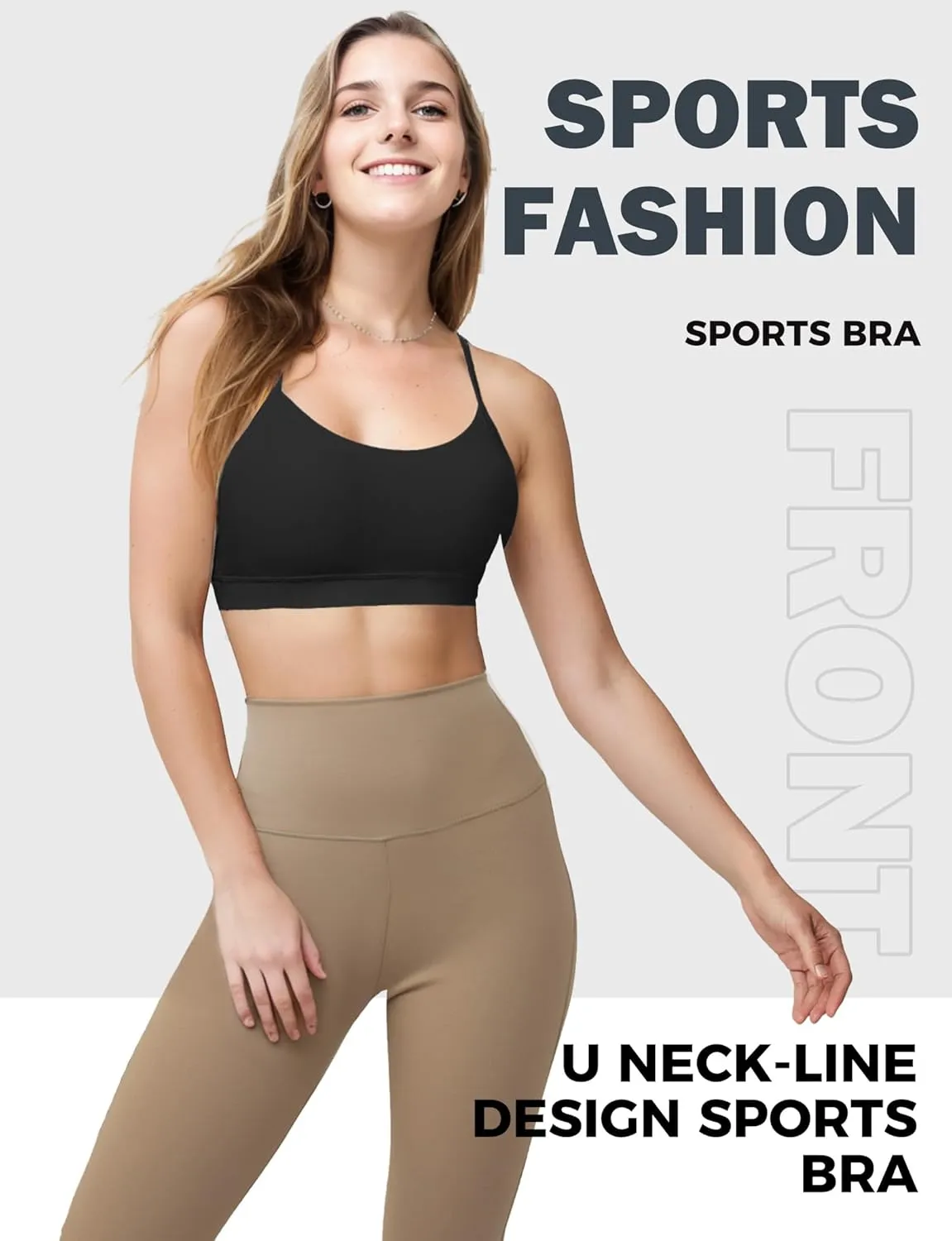 Buauty Y Back Sports Bra for Women, Low Impact Padded Racerback Spaghetti Strap Bras, Womens Workout Yoga Gym Tops