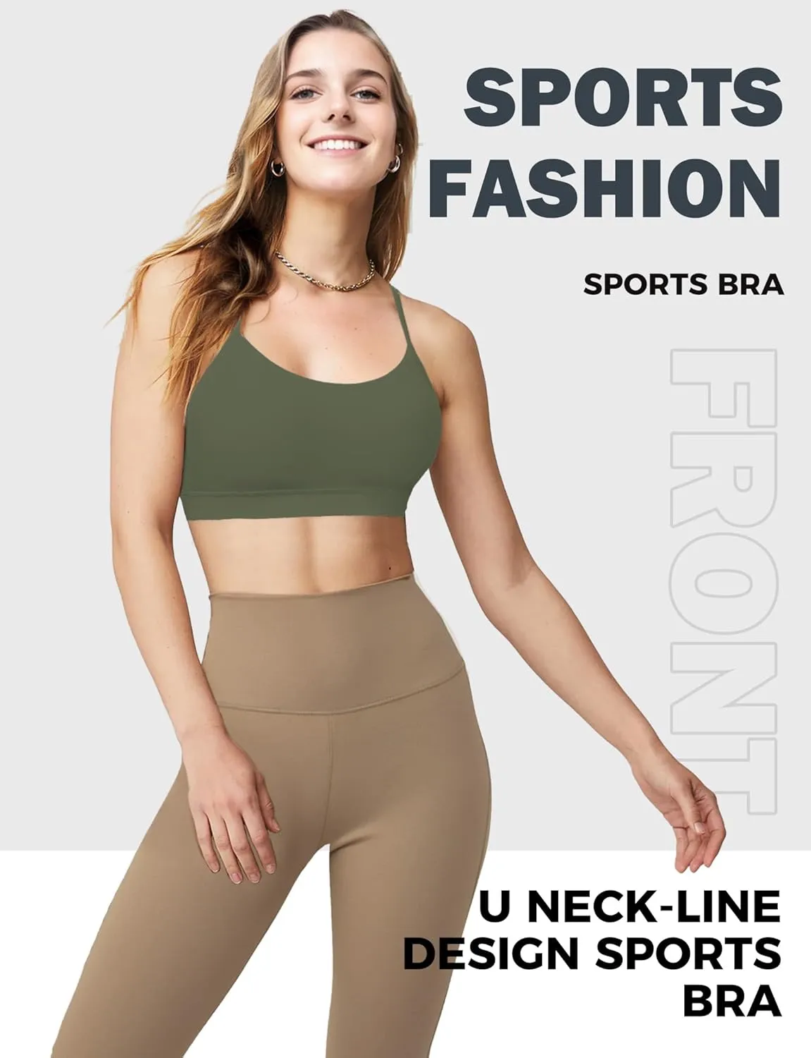 Buauty Y Back Sports Bra for Women, Low Impact Padded Racerback Spaghetti Strap Bras, Womens Workout Yoga Gym Tops
