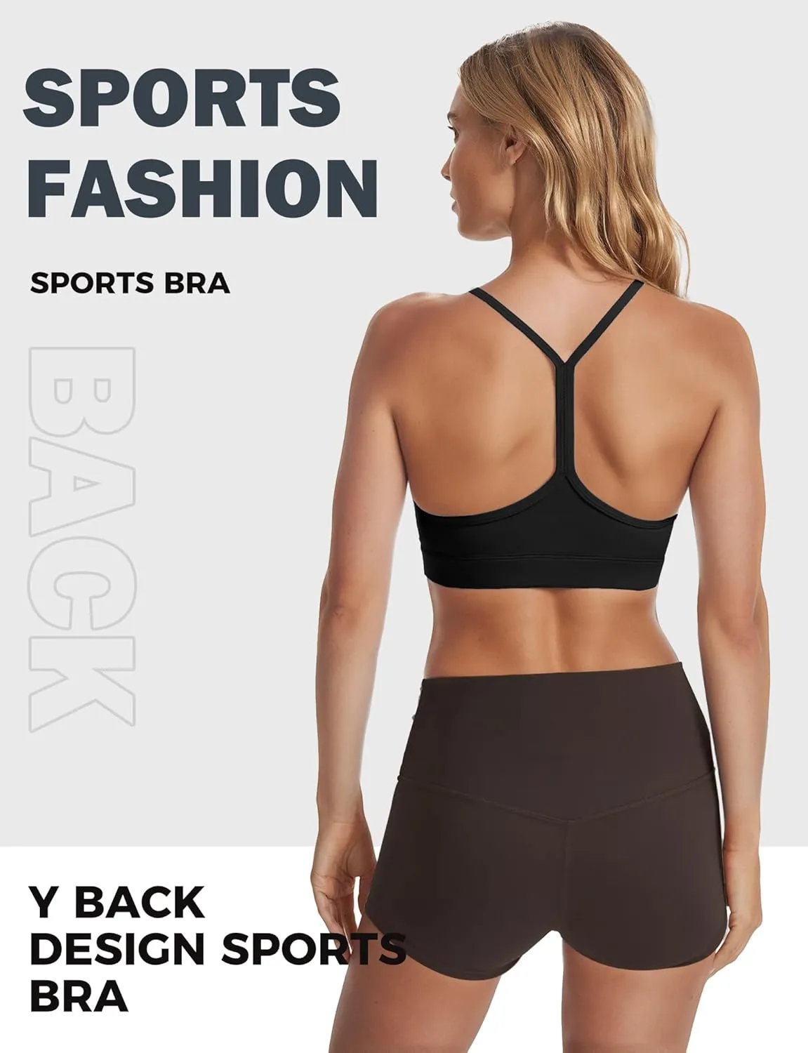 Buauty Y Back Sports Bra for Women, Low Impact Padded Racerback Spaghetti Strap Bras, Womens Workout Yoga Gym Tops