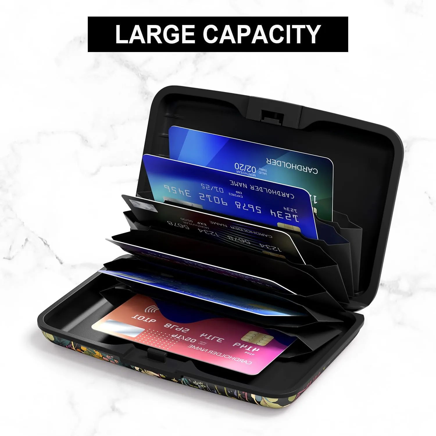 Card Holder Credit Cards Holder for Women RFID wallet women Business Card Holder Wallet Mini Aluminum Card Wallet RFID Blocking Slim Metal Hard Card for Women, Beautiful Flowers and Plants