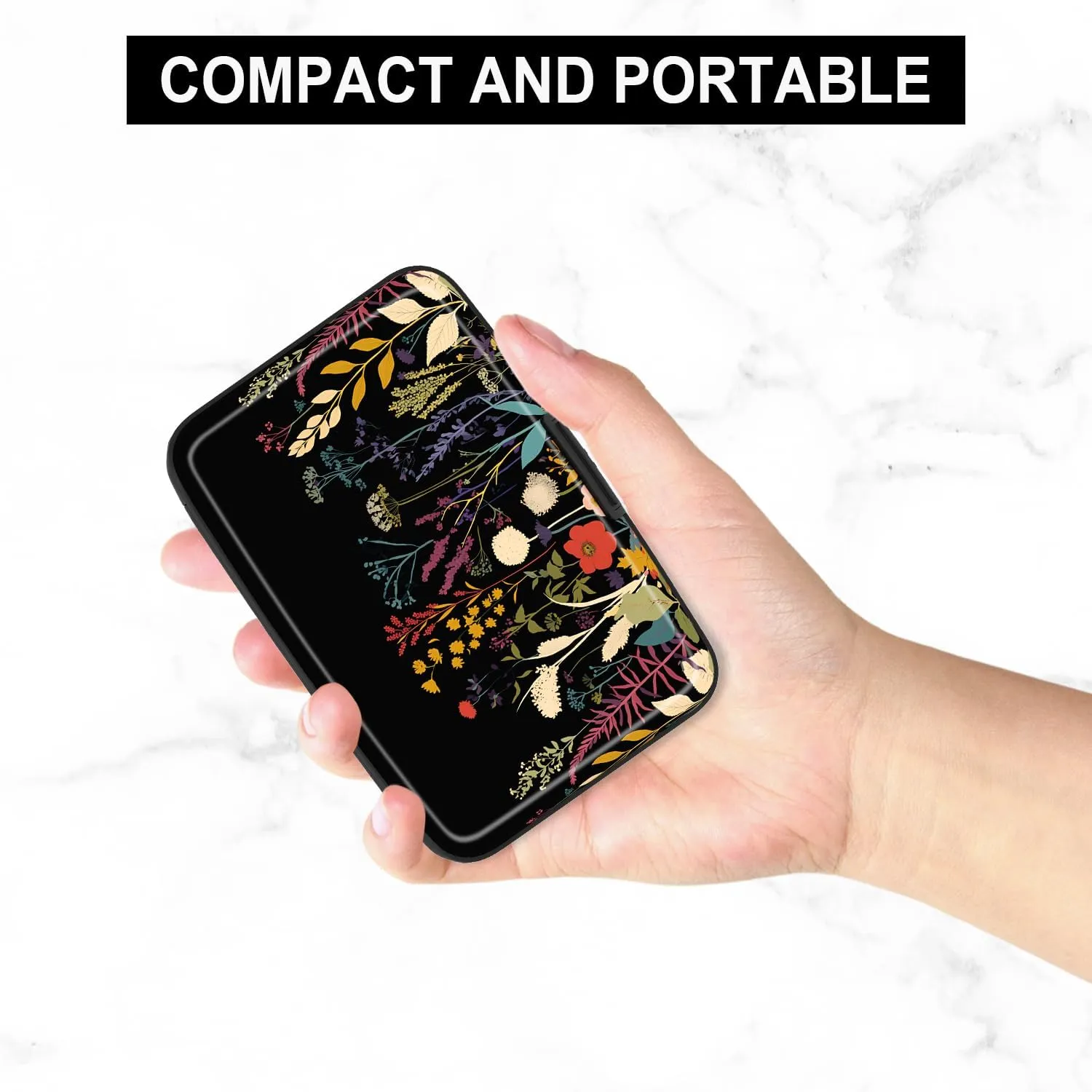 Card Holder Credit Cards Holder for Women RFID wallet women Business Card Holder Wallet Mini Aluminum Card Wallet RFID Blocking Slim Metal Hard Card for Women, Beautiful Flowers and Plants