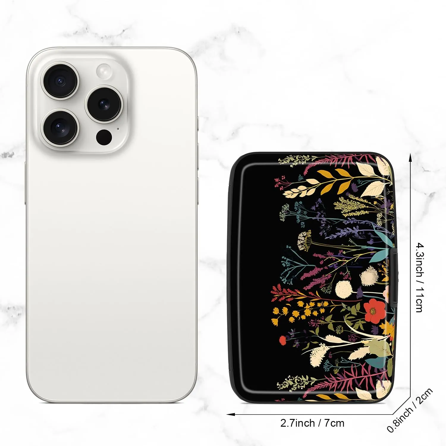 Card Holder Credit Cards Holder for Women RFID wallet women Business Card Holder Wallet Mini Aluminum Card Wallet RFID Blocking Slim Metal Hard Card for Women, Beautiful Flowers and Plants
