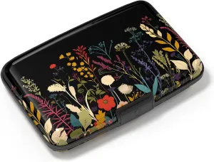 Card Holder Credit Cards Holder for Women RFID wallet women Business Card Holder Wallet Mini Aluminum Card Wallet RFID Blocking Slim Metal Hard Card for Women, Beautiful Flowers and Plants