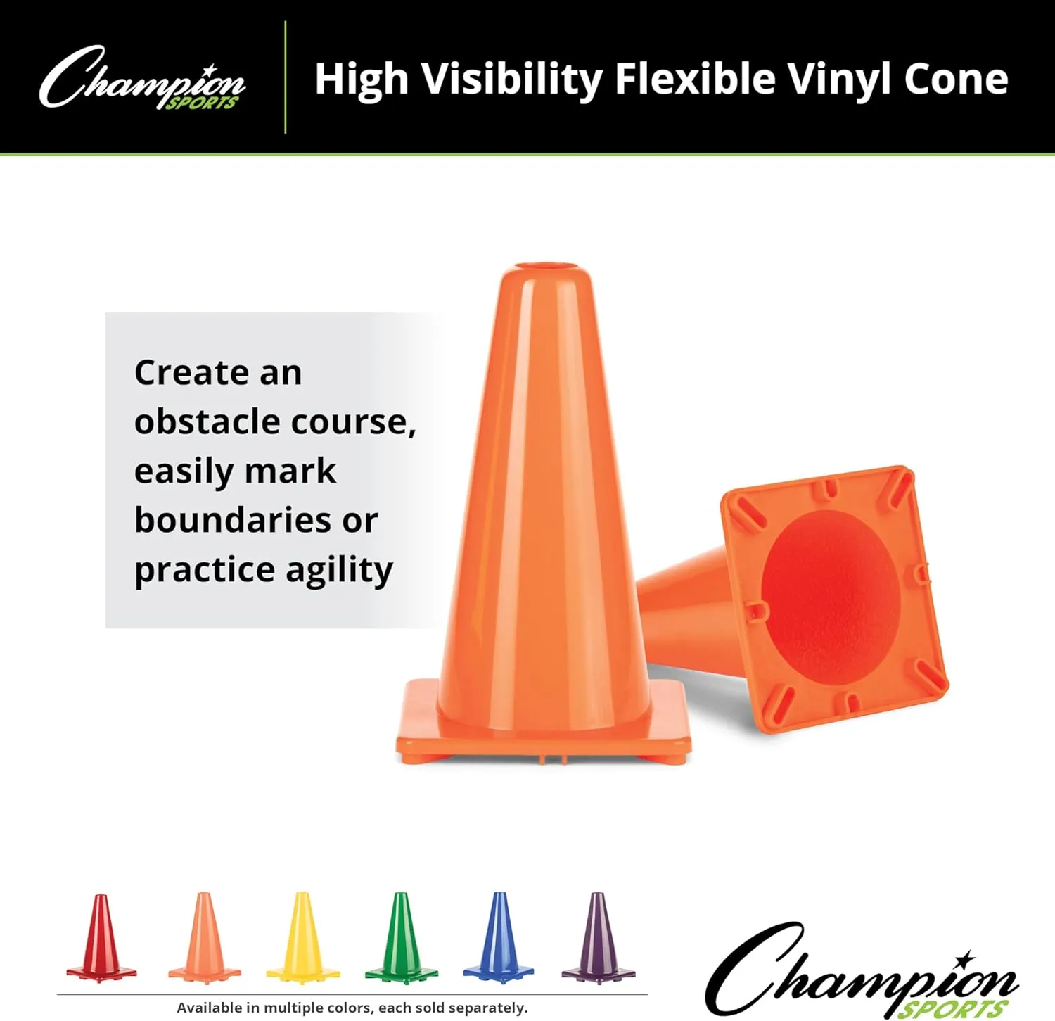 Champion Sports Hi Visibility Flexible Vinyl Cones