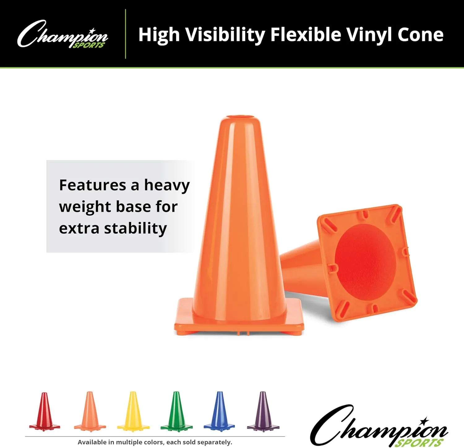 Champion Sports Hi Visibility Flexible Vinyl Cones