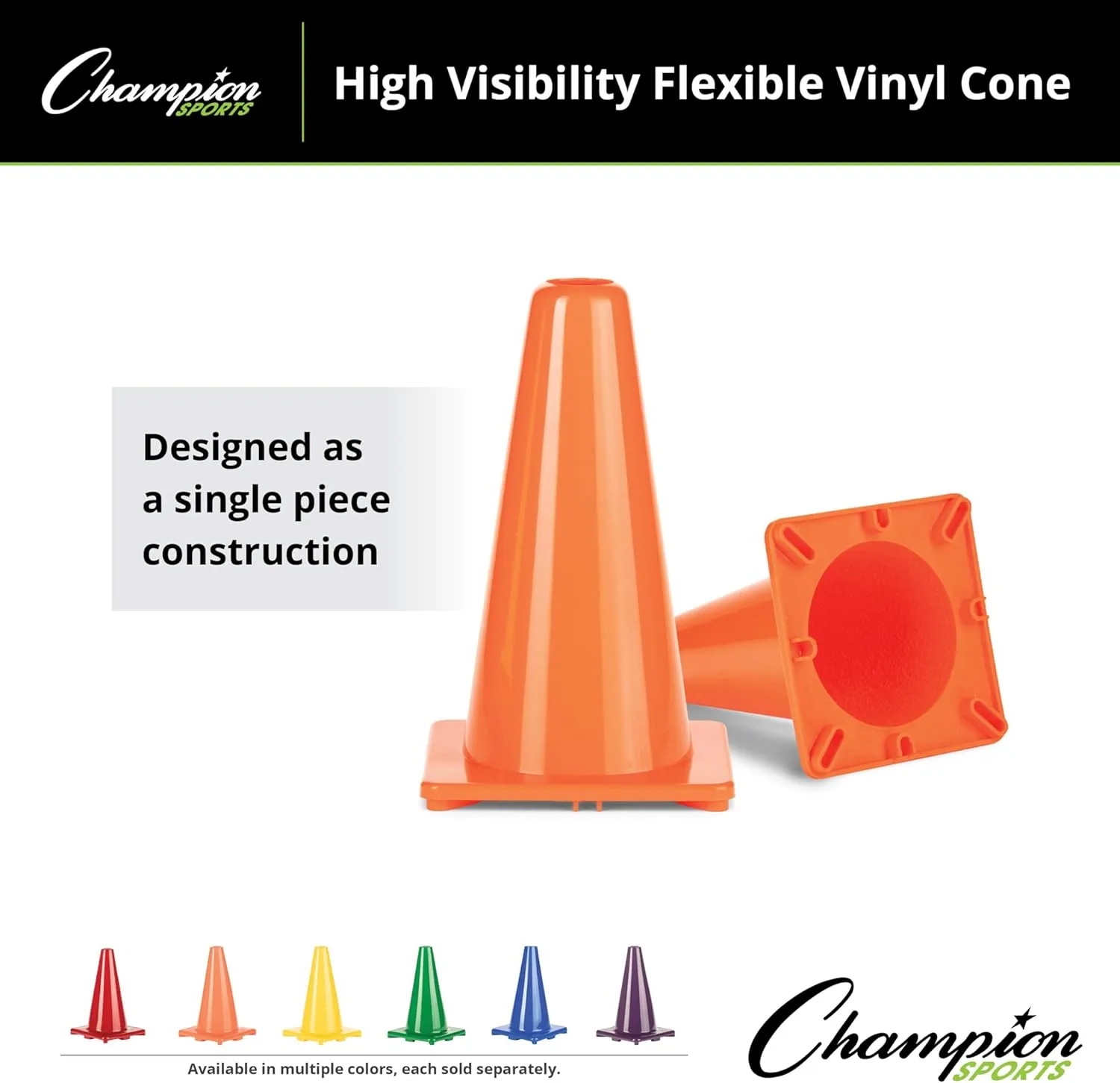 Champion Sports Hi Visibility Flexible Vinyl Cones