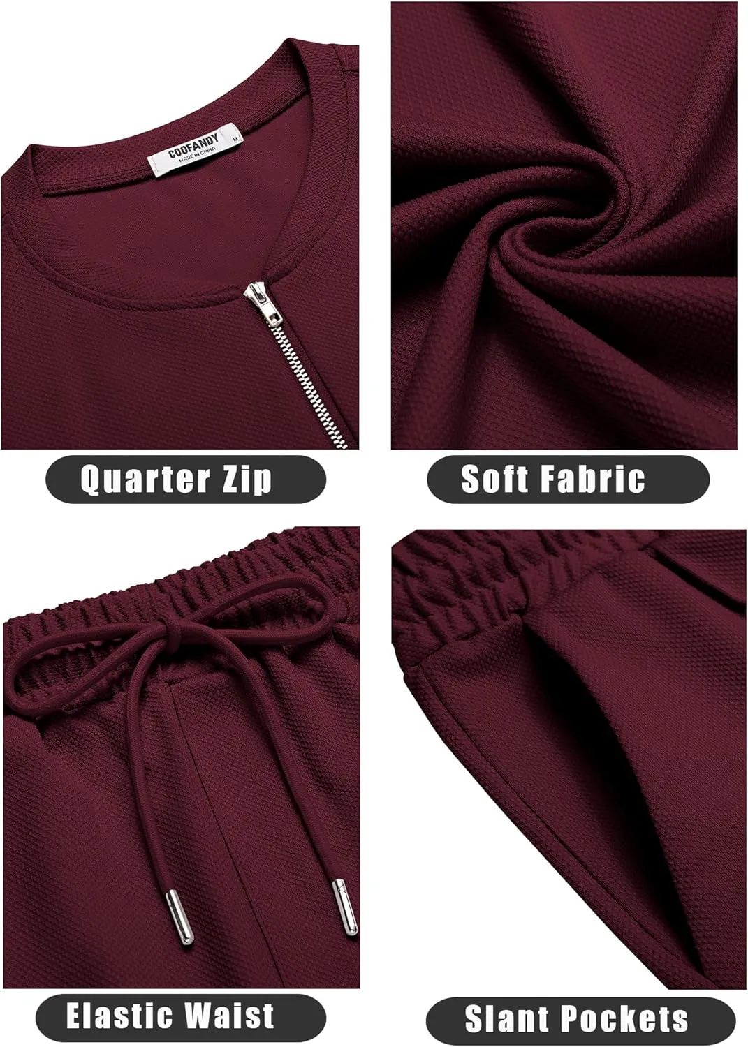COOFANDY Men's 2 Pieces Outfits Casual Quarter Zip Polo T Shirt and Shorts Set Athletic Jogging Summer Tracksuit