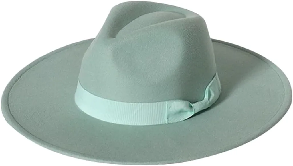 Dvbfufv Men's Soft Fedora Hat Fashion Bow Hat Large Brim Jazz Fedora Hat
