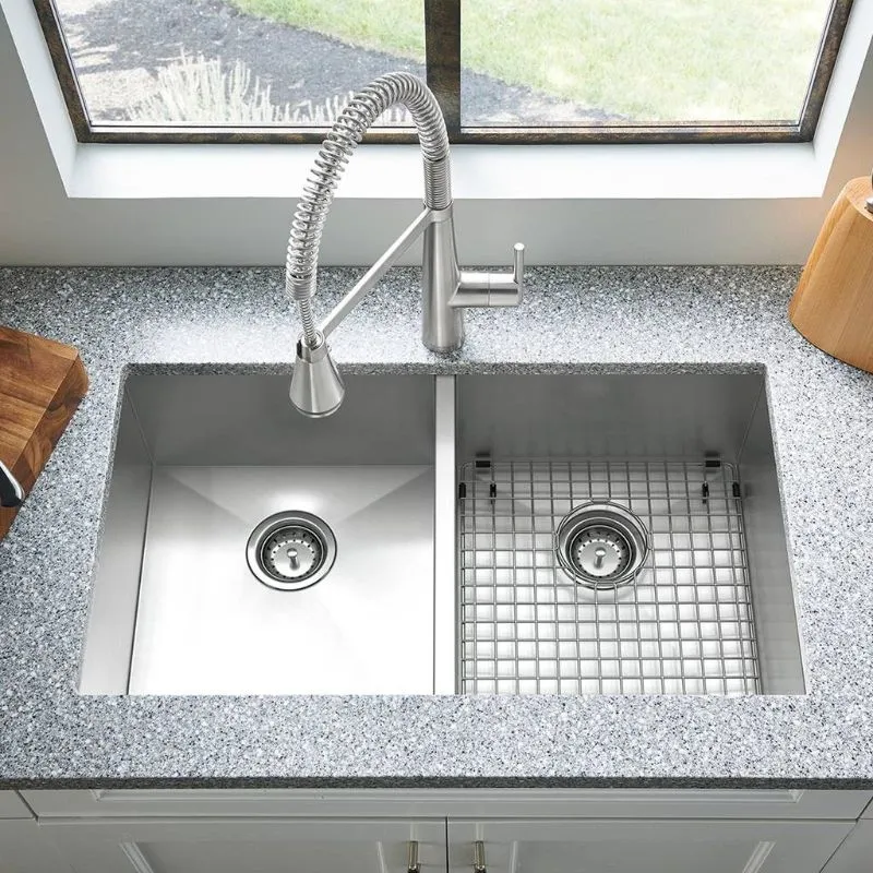 Edgewater 33" Double Basin Undermount Kitchen Sink in Stainless Steel