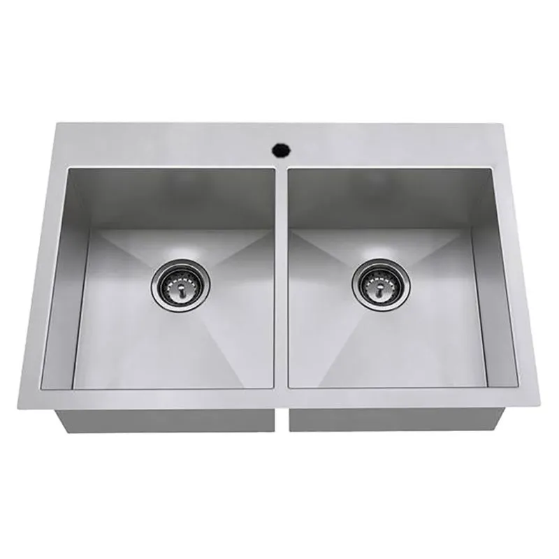 Edgewater 33" Double Basin Undermount Kitchen Sink in Stainless Steel
