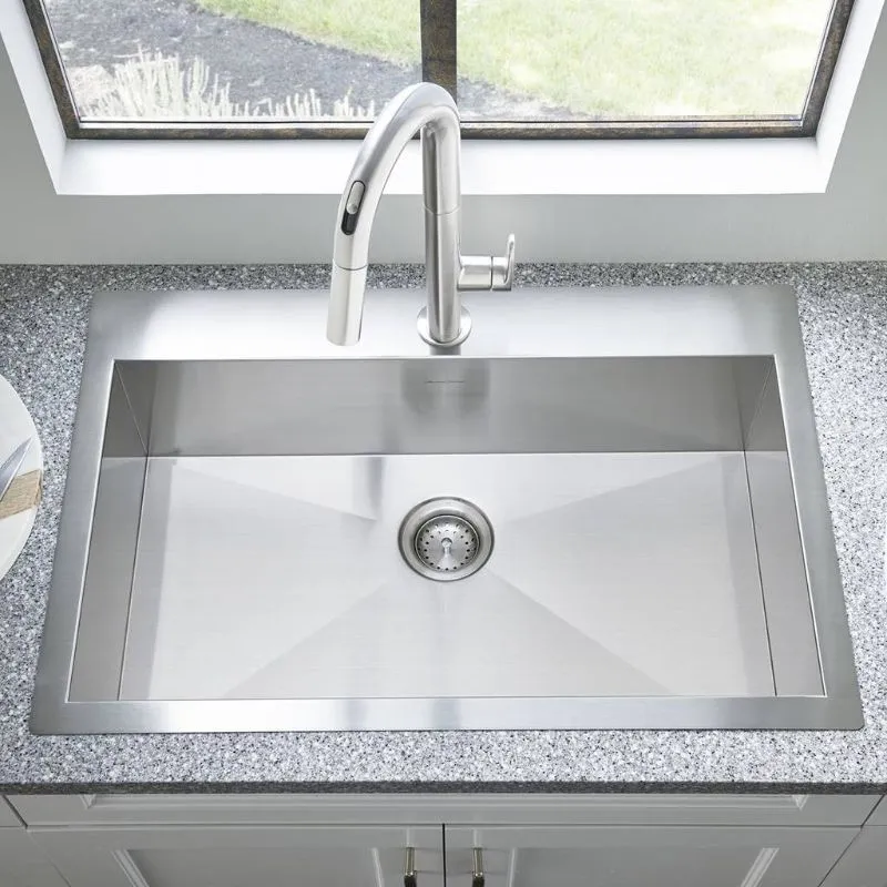 Edgewater 33" Single Basin Undermount Drop-In Kitchen Sink in Stainless Steel