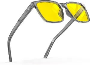 Goiteia Night Driving Glasses Anti Glare from Blue LED headlights for Men, Yellow Glasses for Rainy, Suitable for Long Drives