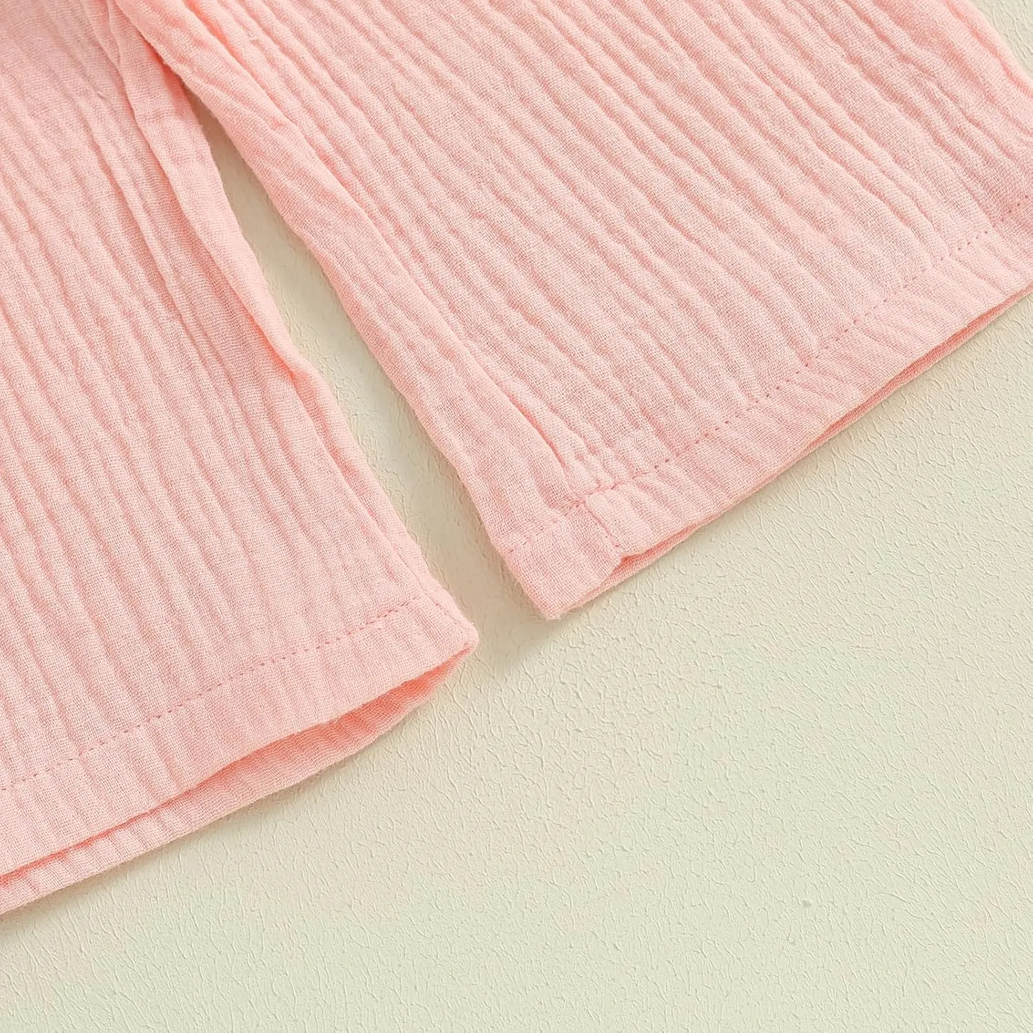 Honganda Toddler Baby Girl Summer 2Pcs Outfit Set Sleeveless Ruffle Crop Top with Cotton Linen Pants Solid Color Clothes