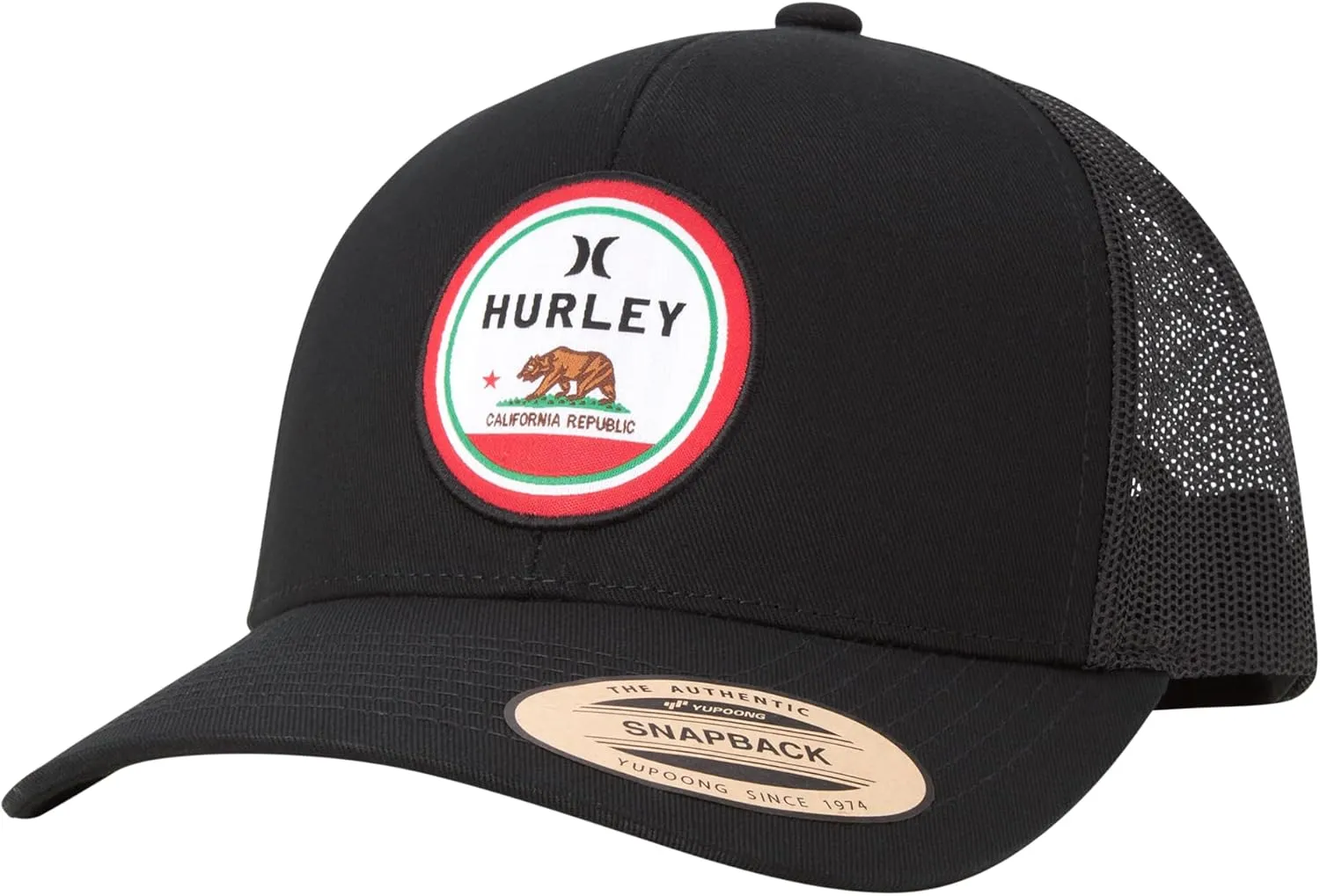 Hurley Mens Trucker Hat - Flat Brim Mesh Baseball Cap and Hats for Men with Adjustable Snapback Closure