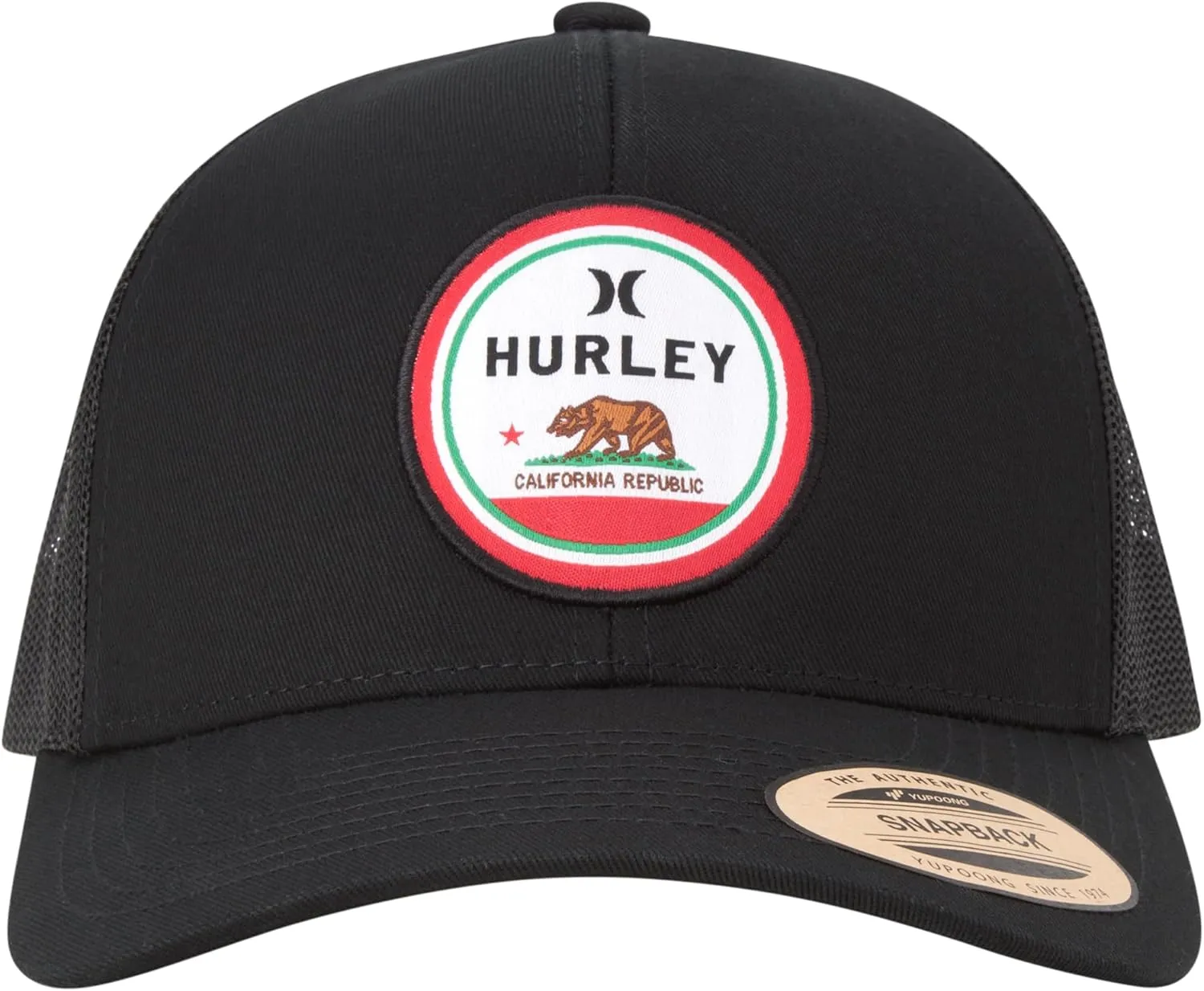 Hurley Mens Trucker Hat - Flat Brim Mesh Baseball Cap and Hats for Men with Adjustable Snapback Closure