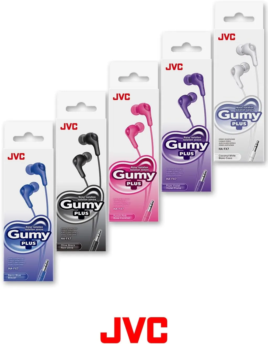 JVC Gumy in Ear Earbud Headphones, Powerful Sound, Comfortable and Secure Fit, Silicone Ear Pieces S/M/L - HAFX7V Purple, Small