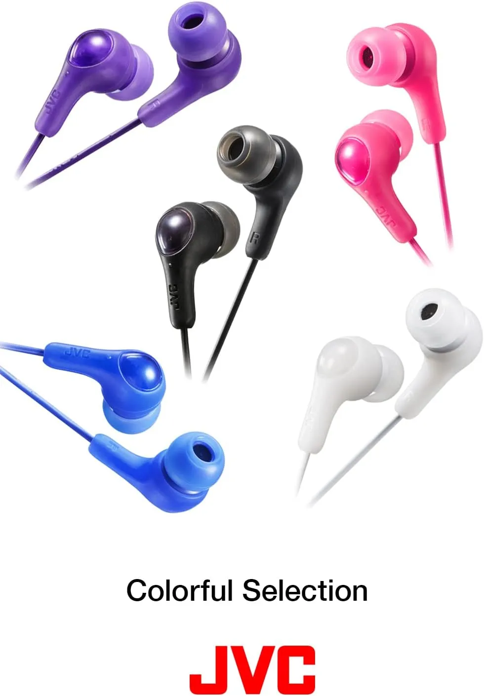 JVC Gumy in Ear Earbud Headphones, Powerful Sound, Comfortable and Secure Fit, Silicone Ear Pieces S/M/L - HAFX7V Purple, Small
