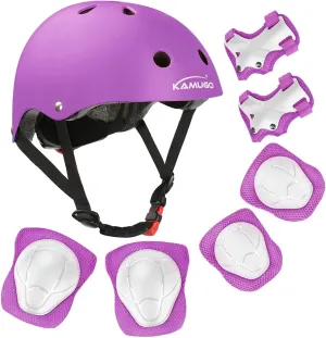 KAMUGO Kids Bike Helmet, Toddler Helmet for Ages 2-8 Boys Girls with Sports Protective Gear Set Knee Elbow Wrist Pads for Skateboard Cycling Scooter Rollerblading