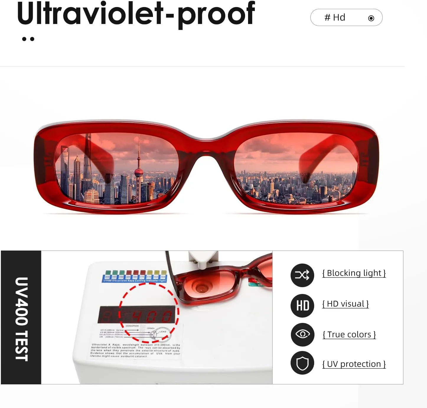 kimorn Retro Rectangle Sunglasses for Women Men Thick Frame Sun Glasses UV Protection Shades K1703