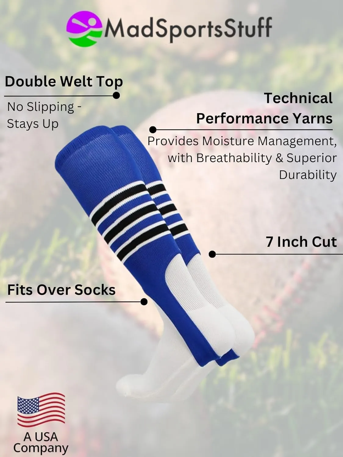 MadSportsStuff Baseball Stirrups Softball Stirrups with Stripes for Boys Girls Men Women Pattern B 3 Stripe
