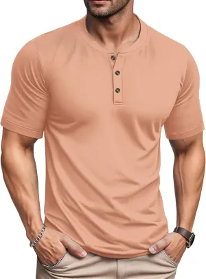 MAGCOMSEN Men's Henley Short Sleeve Shirt Cotton Lightweight 3 Button Tops Vintage Casual Summer Shirt Soft Fashion