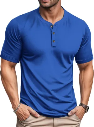 MAGCOMSEN Men's Henley Short Sleeve Shirt Cotton Lightweight 3 Button Tops Vintage Casual Summer Shirt Soft Fashion