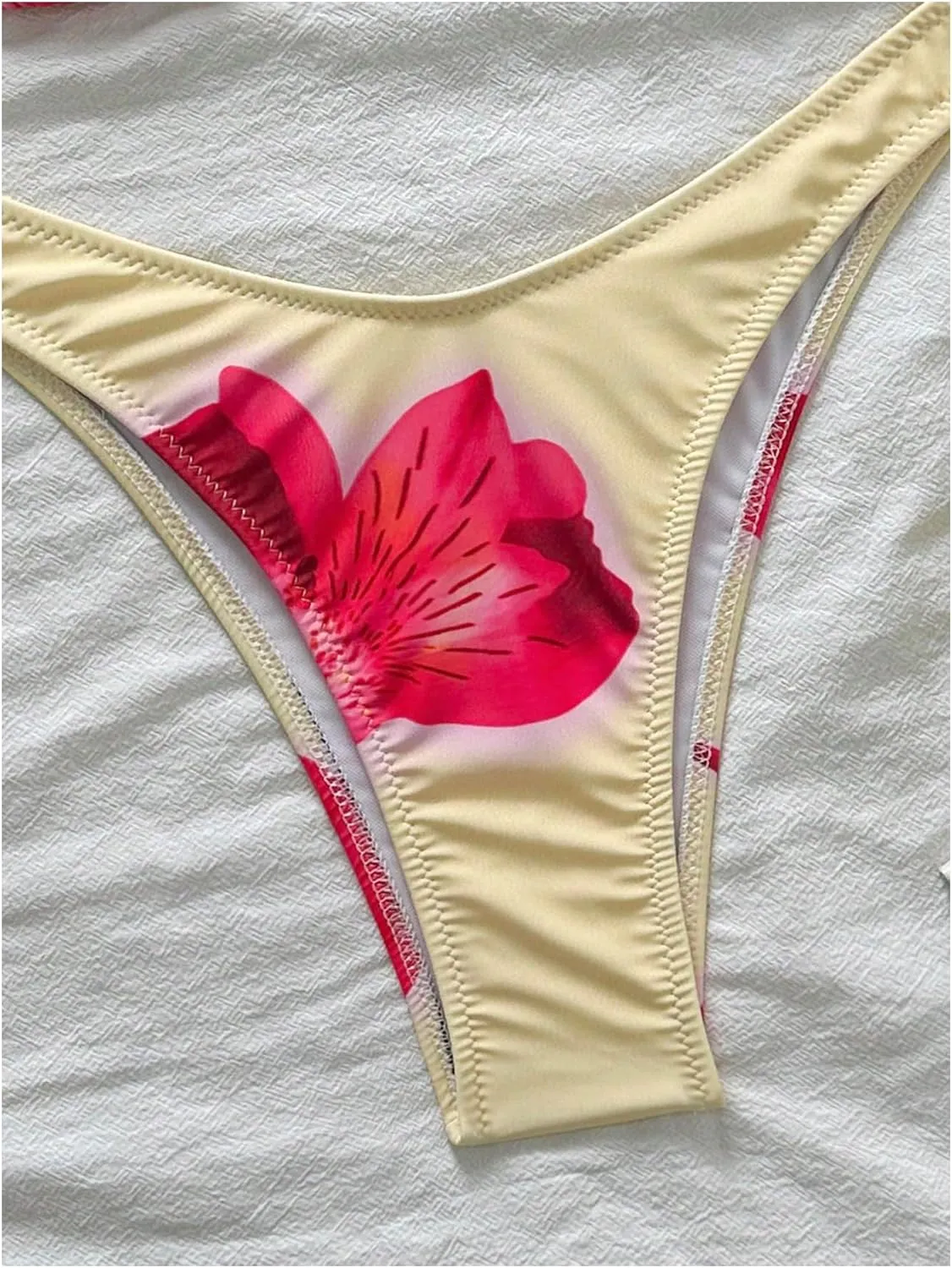 MakeMeChic Women's Halter Triangle Thong Bikini Sets High Cut Swimsuit Bathing Suit Swimwear