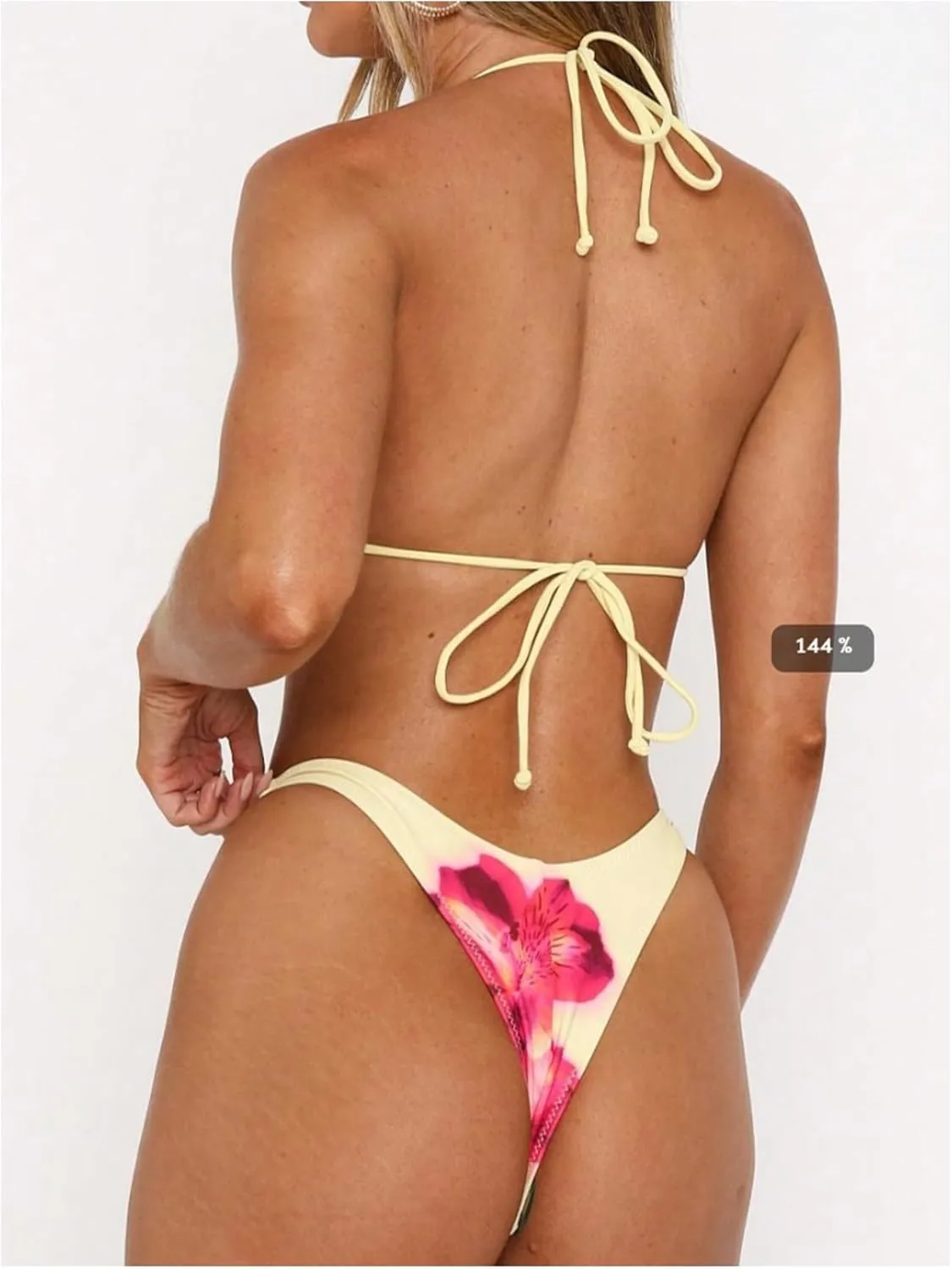 MakeMeChic Women's Halter Triangle Thong Bikini Sets High Cut Swimsuit Bathing Suit Swimwear