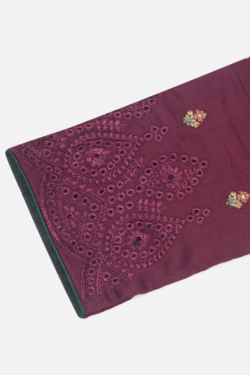 Maroon Pure Cotton Ethnic Motifs Straight Suit Set