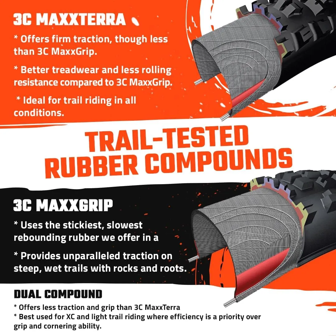 MAXXIS Minion DHR II - 3C MaxxTerra - 26, 27.5, 29 - DH, EXO , DD, EXO - E50 Rating, Tubeless | Excellent Braking and Cornering Traction in Steep Terrain