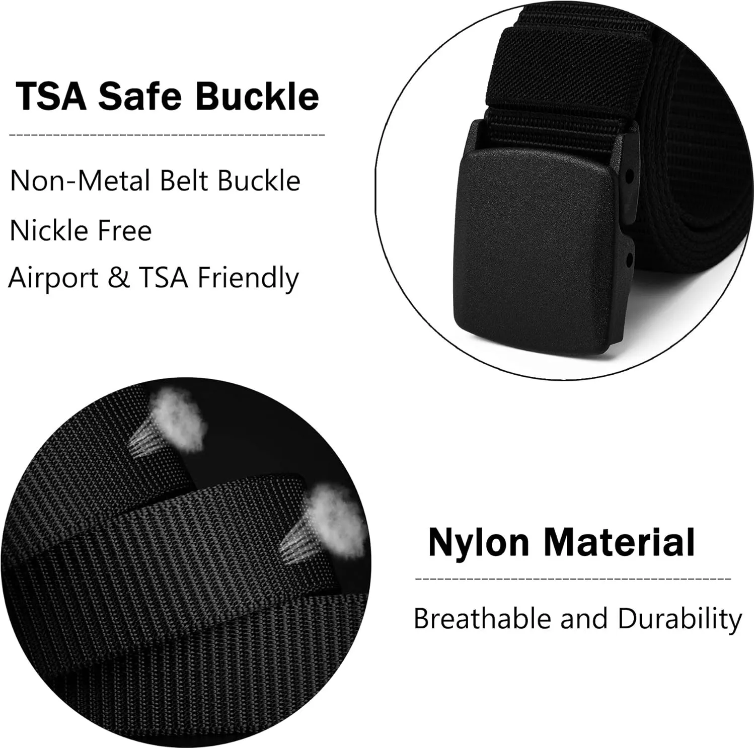 Mile High Life | Nylon Web Belt | Outdoor Military Belt | TSA YKK Safe Buckle Plastic/Metal