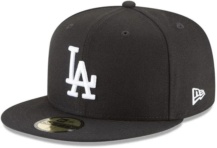 New Era Los Angeles Dodgers 59Fifty Fitted Hat, Adult, Black/White