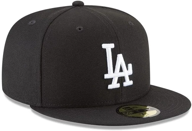 New Era Los Angeles Dodgers 59Fifty Fitted Hat, Adult, Black/White