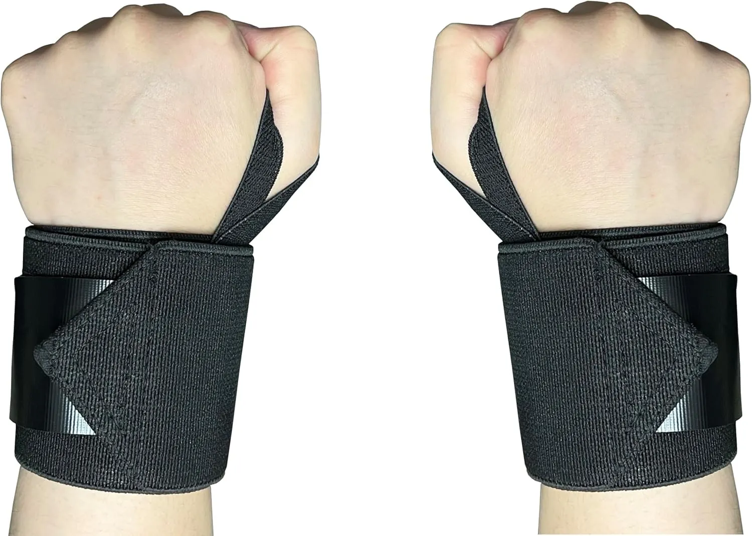 Nylon Wrist Wraps - Weightlifting Wrist Straps - Black - Classic Style - Hook and Loop Closure - Heavy Duty Support and Protection for Exercise (Pair)