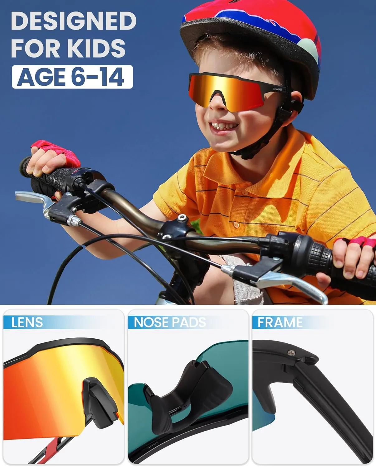 OutdoorMaster Hawk Kids Polarized Sunglasses, Kids Baseball Sunglasses with UV Protection for Girls & Boys 6-14