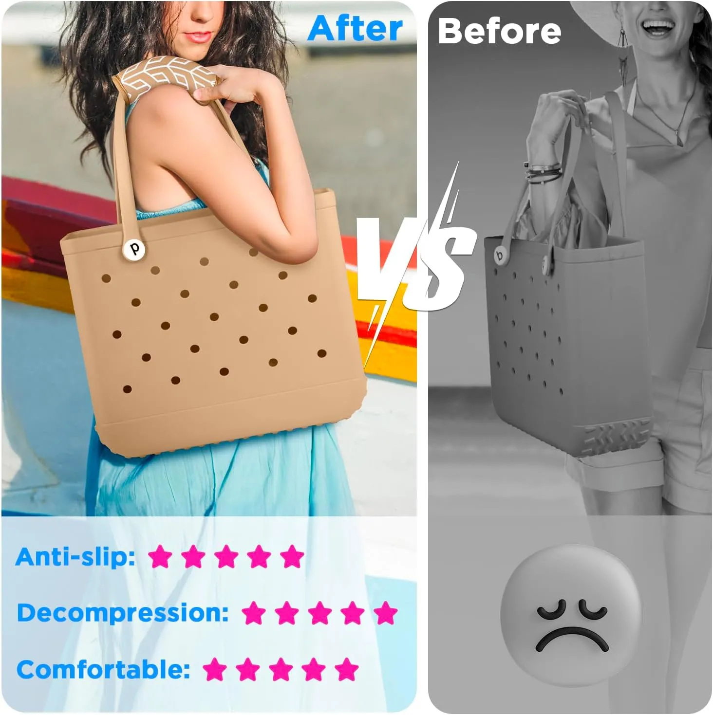 OUTXE Strap Wrap for Bogg Bag, Adjustable Crossbody Shoulder Long Straps for XL Medium Bog Beach Rubber Tote Bag Accessories