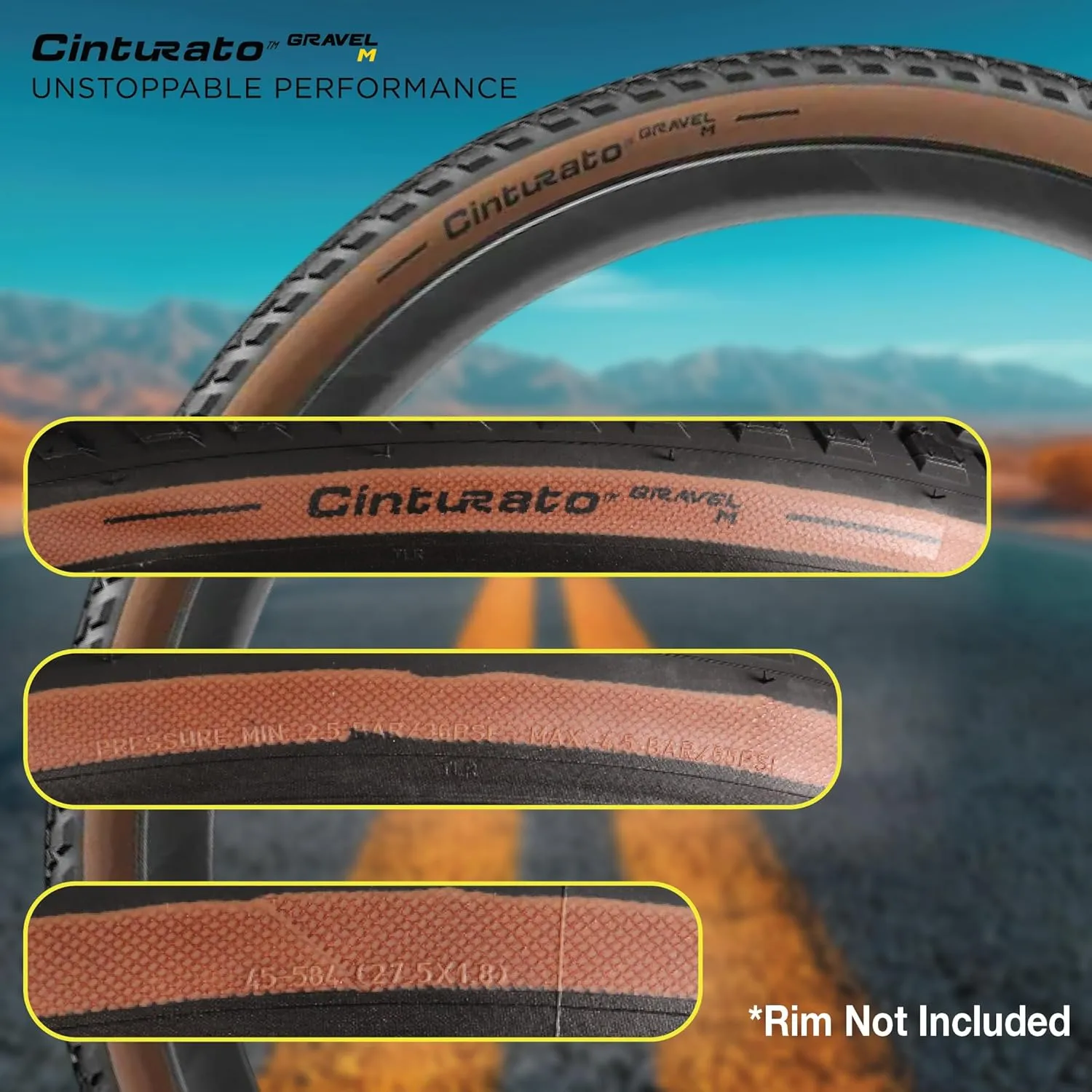 Pirelli Cinturato Gravel M Classic 45-584 (650 x 45c) Gravel Bike Tire - Gravel-Specific Design for Mixed Terrain - SpeedGRIP Compound for Resistance and Grip