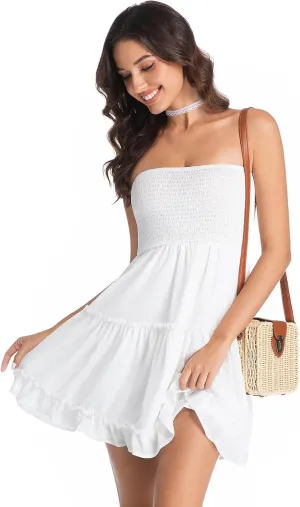 Summer Dresses for Women Strapless Tube Top Mini Dresses Beach Boho Sundress 2025