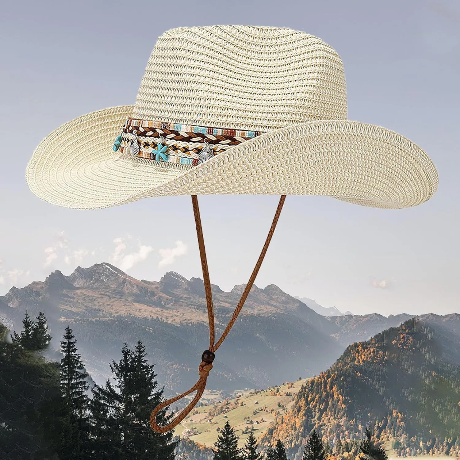 Sun Hats for Women Uv Protection Straw Hat Western Cowboy Hat Summer Panama Hats Ladies Beach Jazz Cap