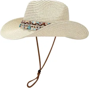 Sun Hats for Women Uv Protection Straw Hat Western Cowboy Hat Summer Panama Hats Ladies Beach Jazz Cap