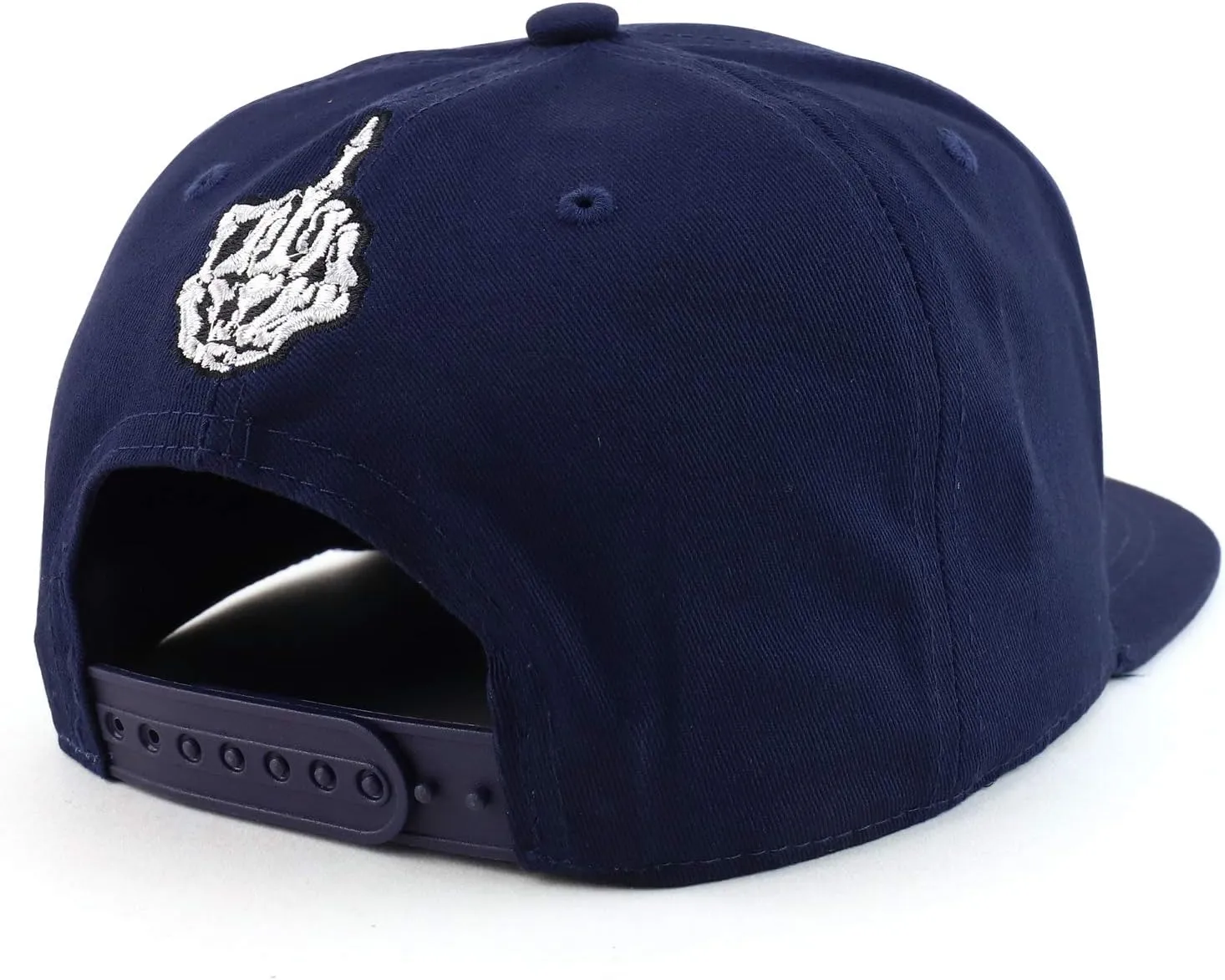 Trendy Apparel Shop Skeleton Middle Finger Embroidered Flatbill Snapback Cap