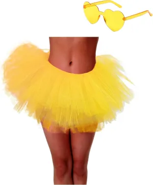 Tutu Skirt 5 Layered with Heart Sunglasses Tutus Tulle Ballet Tutu Skirts for Women & Girls Party Dance Dress