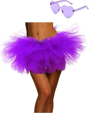 Tutu Skirt 5 Layered with Heart Sunglasses Tutus Tulle Ballet Tutu Skirts for Women & Girls Party Dance Dress