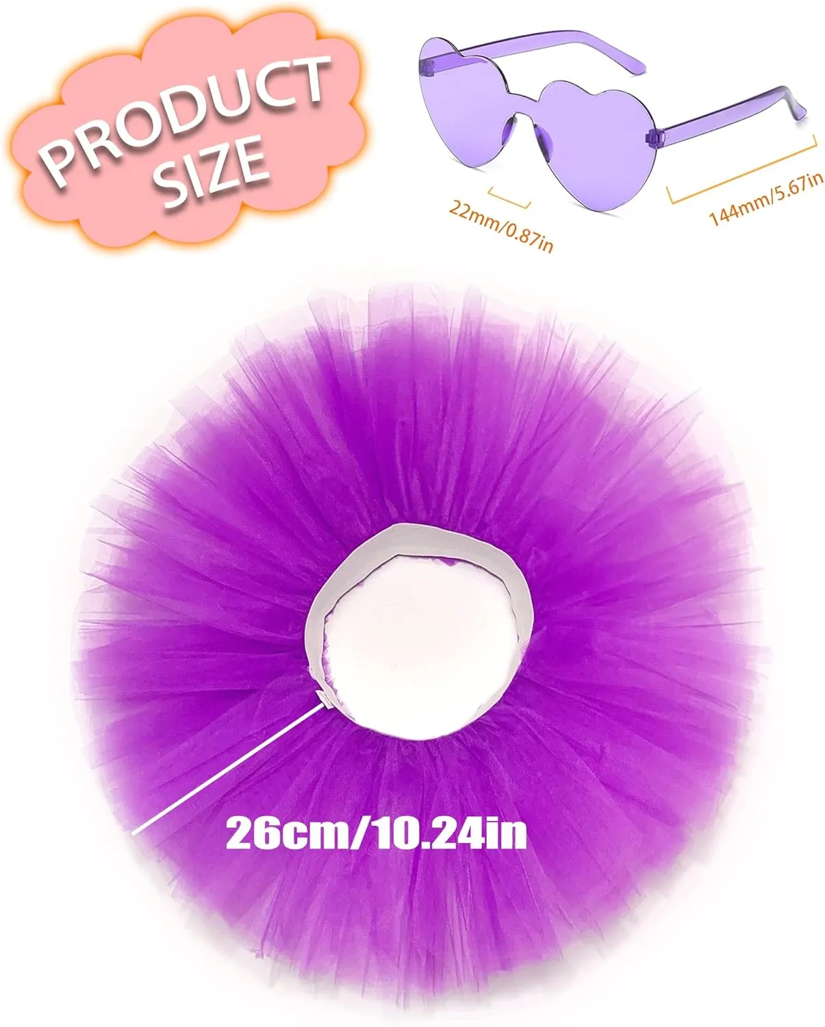 Tutu Skirt 5 Layered with Heart Sunglasses Tutus Tulle Ballet Tutu Skirts for Women & Girls Party Dance Dress