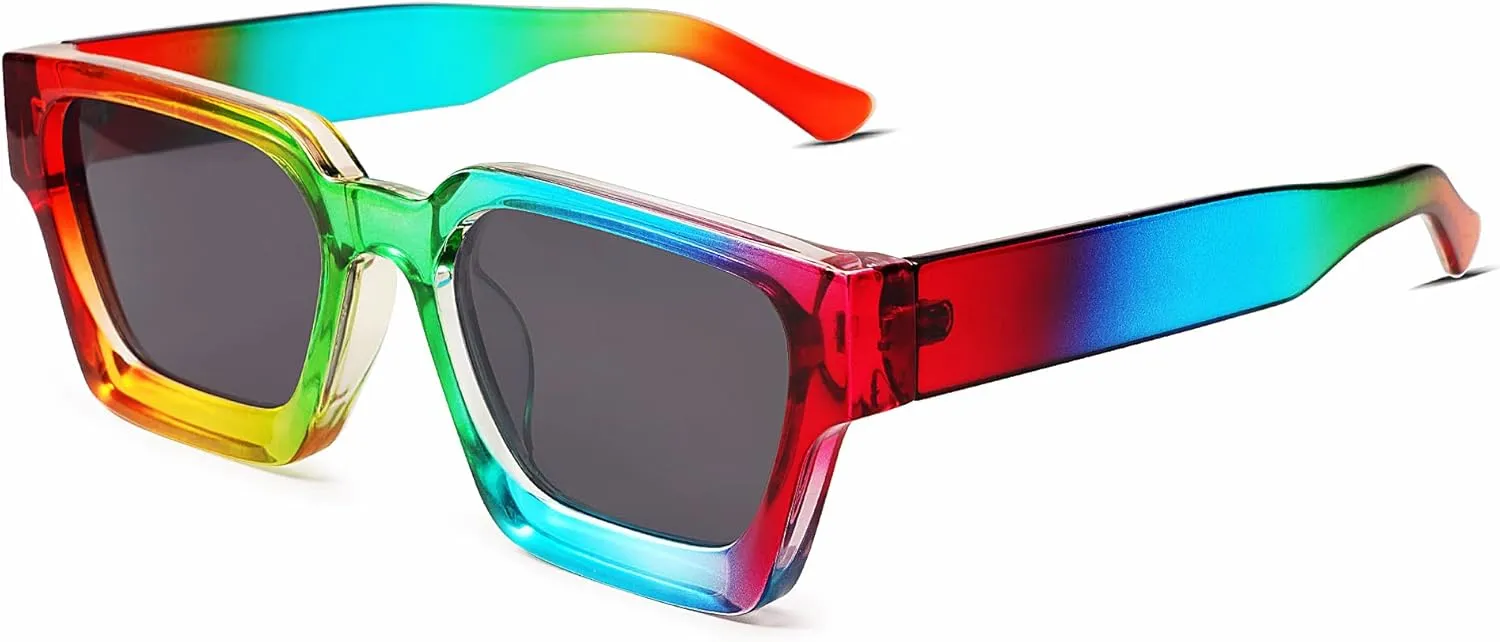 VANLINKER Thick Square Sunglasses for Men Women Retro Chunky Rectangle Shades UV400 Protection VL9731